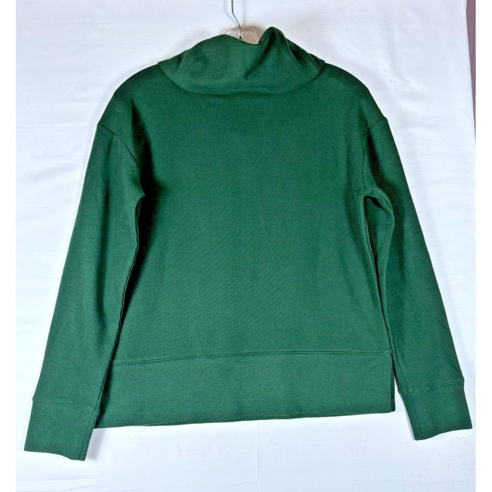 Banana Republic dark green cowl neck long sleeve cotton blend ribbed pullover XS
